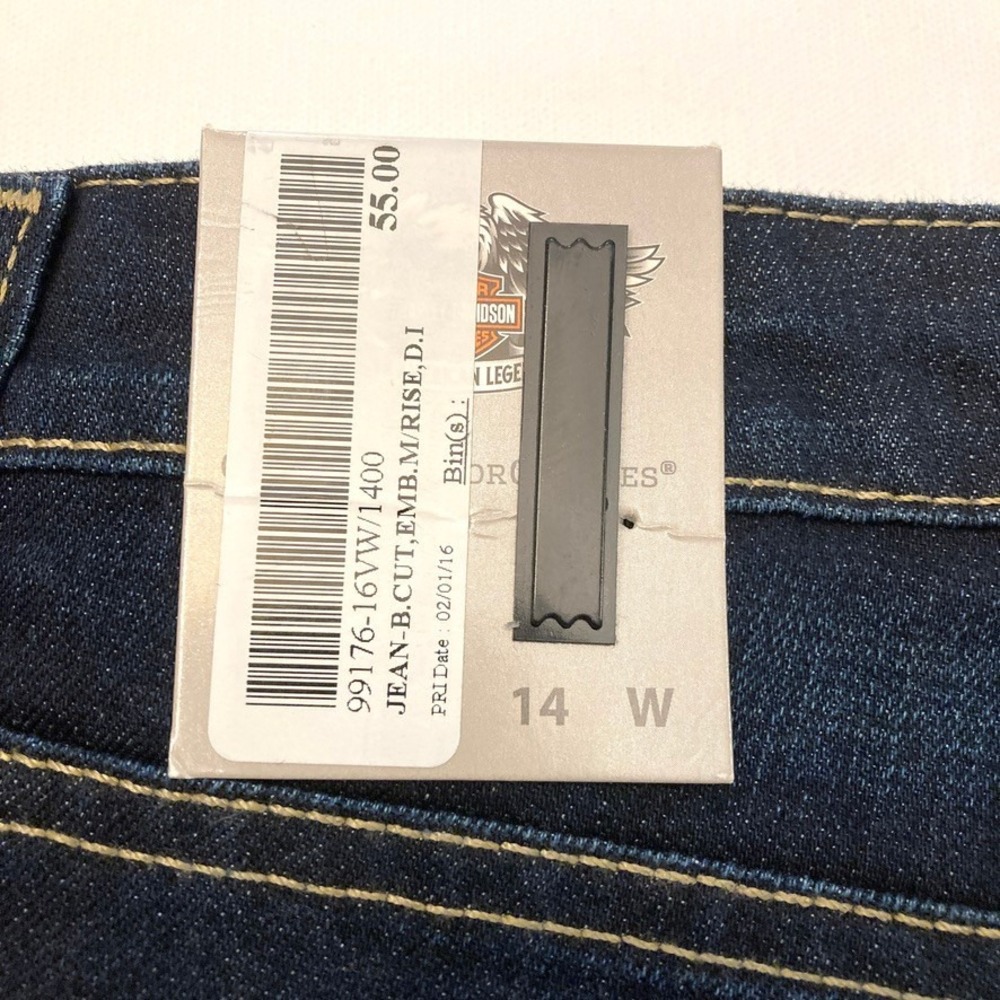 Harley Davidson Jeans Bootcut Mid-Rise Embellished Pocket Womens 14 Dk Wash NEW - Picture 16 of 16